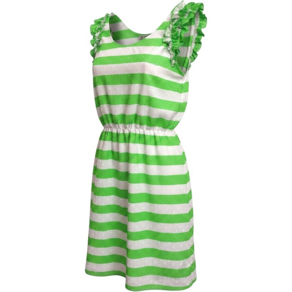 Lilly Pulitzer Dresses & Skirts - Lilly Pulitzer‎ Green and White Striped Ruffle Sleeve Mini Dress